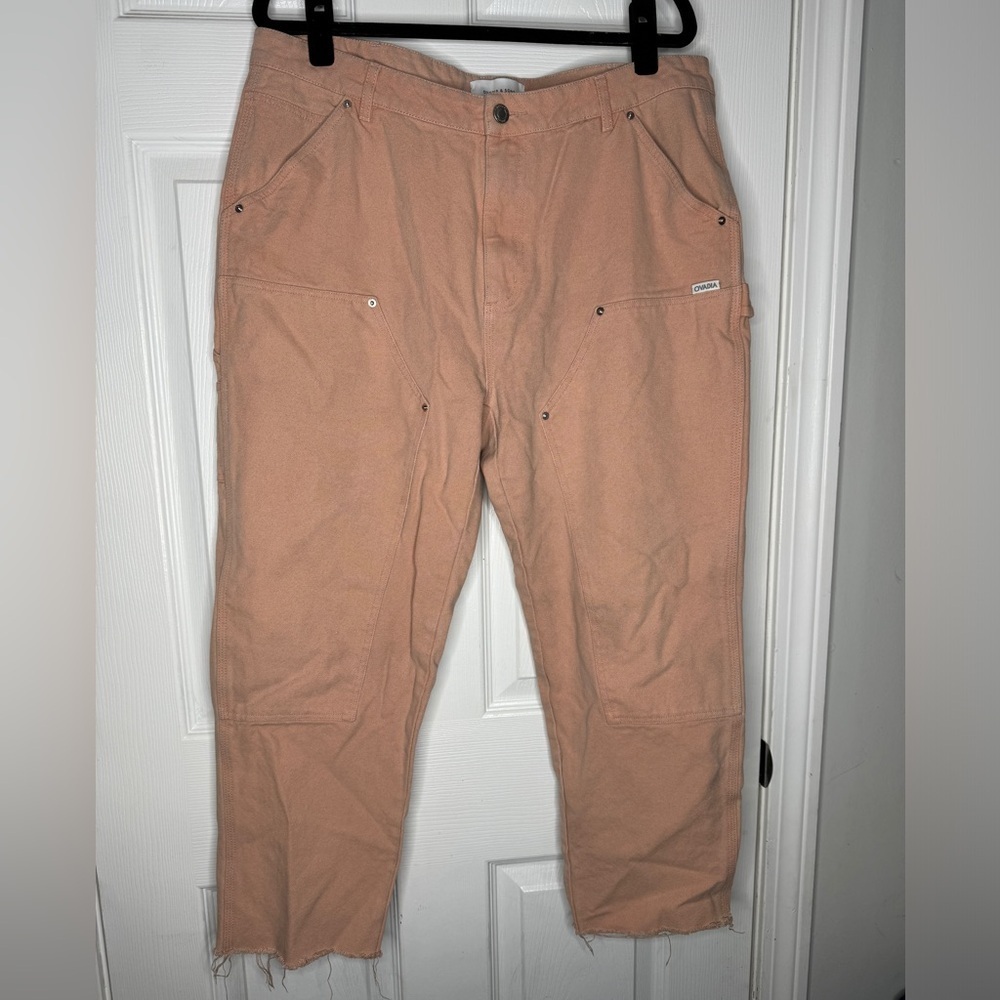 OVADIA AND SONS Mens Pink Carpenter Pants Size 36 Double Enforced Knees‎ Raw Hem